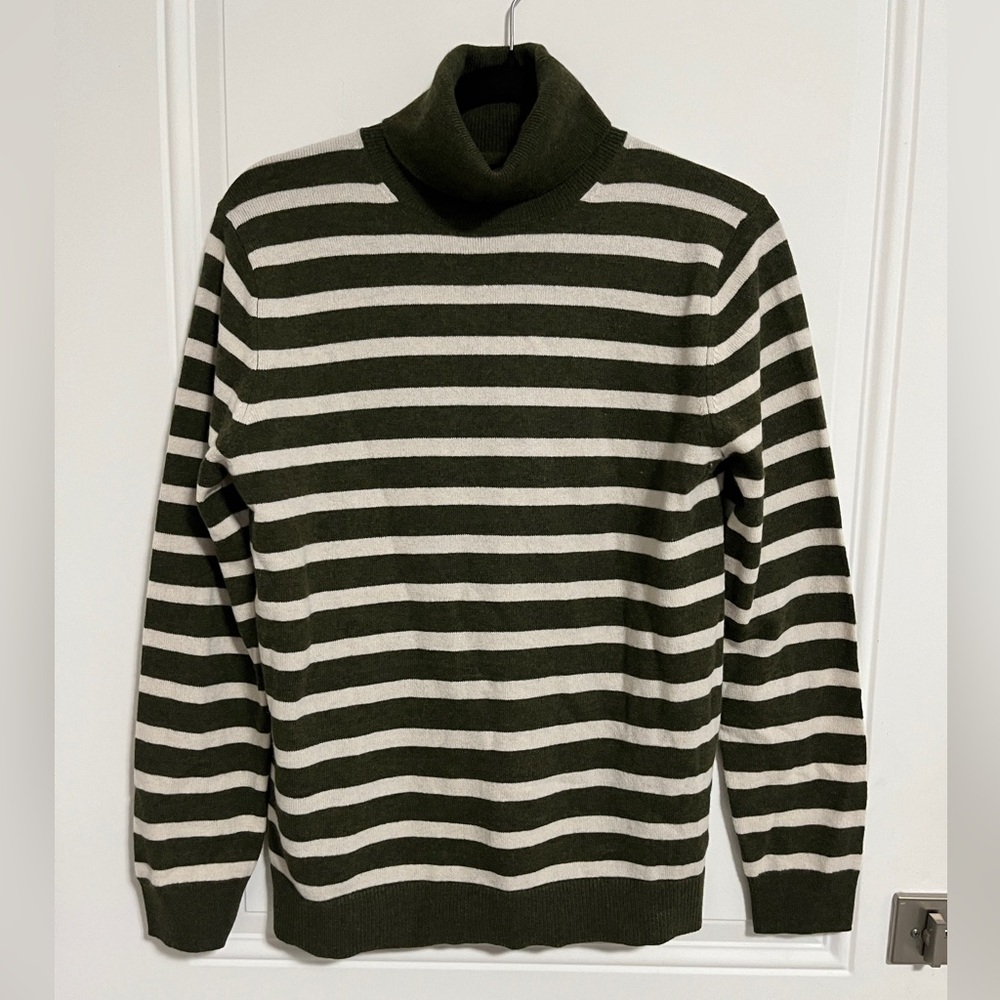 NWT - Massimo Dutti Women’s Turtleneck Wool Cashmere Striped Sweater - Size L